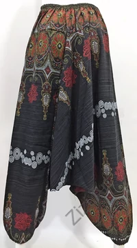 bő szárú, aladdin, nadrág, szürke, fekete, mályva, zöld, pink, fehér, pamut vászon, indiai, mintás, zsebes, megkötős, női, divat, trend