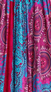 női, divat, nadrág, kék, pink, mandala, virág, mintás, kényelmes, bő, szellős, viszkóz, egyedi, extravagáns, különleges, bohém, trend, Thaiföld