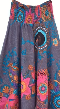 pamut, aladdin, nadrág, szürke, kék, pink, virágos, divat, trend, bő, szárú, kényelmes, egyedi, extravagáns, Nepál