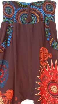 aladdin, nadrág, barna, színes, pamut, bő, lezser, öv, rátét, Nepál, női, divat, trend, egyedi, extravagáns, bohém