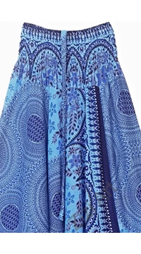 aladdin, nadrág, kék, virág, mandala, mintás, kényelmes, bő, szellős, viszkóz, egyedi, extravagáns, különleges, bohém, Thaiföld, női, divat, trend