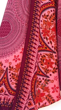 aladdin, nadrág, lazac, bordó, virág, mandala, mintás, kényelmes, bő, szellős, viszkóz, egyedi, extravagáns, különleges, bohém, Thaiföld, női, divat, trend