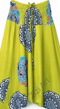 aladdin, nadrág, sárga, mandala, mintás, kényelmes, bő, szellős, viszkóz, egyedi, extravagáns, különleges, bohém, Thaiföld, női, divat, trend