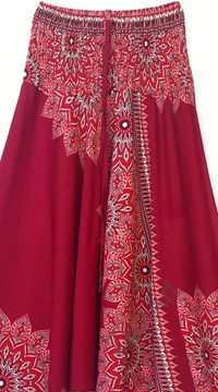 aladdin, nadrág, bordó, lazac, bézs, mandala, mintás, kényelmes, bő, szellős, viszkóz, bohém, extravagáns, különleges, Thaiföld, női, divat, trend