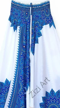 aladdin, nadrág, kék, fehér, virág, mandala, mintás, kényelmes, bő, szellős, viszkóz, bohém, extravagáns, különleges, Thaiföld, női, divat, trend