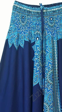 aladdin, nadrág, kék, sötétkék, égkék, virág, mandala, mintás, kényelmes, bő, szellős, viszkóz, bohém, extravagáns, különleges, Thaiföld, női, divat, trend