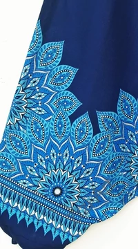 aladdin, nadrág, kék, sötétkék, égkék, virág, mandala, mintás, kényelmes, bő, szellős, viszkóz, bohém, extravagáns, különleges, Thaiföld, női, divat, trend