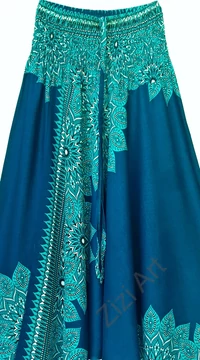 aladdin, nadrág, türkiz, kék, zöld, azúr, virág, mandala, mintás, kényelmes, bő, szellős, viszkóz, bohém, extravagáns, különleges, Thaiföld, női, divat, trend