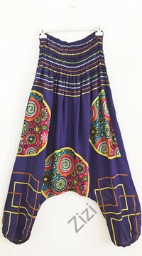 női, piros, kék, lila, nadrág, színes, virág, mandala, trend, kényelmes, bő, szellős, pamut, egyedi, extravagáns, különleges, bohém, India
