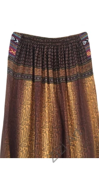bőszárú, barna, sárga, viszkóz, nadrág, női divat, etno, trend, bohém, elegáns, egyedi, különleges, szellős, kényelmes