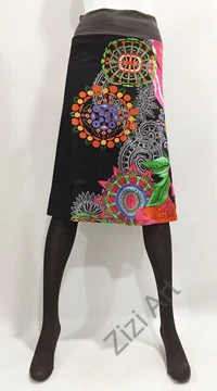 női, pamut, térdszoknya, kék, piros, fekete, szürke, narancs, mandala, virág, absztrakt, mintás, trend, divat, egyedi, bohém, extravagáns, egzotikus 