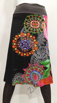 női, pamut, térdszoknya, kék, piros, fekete, szürke, narancs, mandala, virág, absztrakt, mintás, trend, divat, egyedi, bohém, extravagáns, egzotikus 
