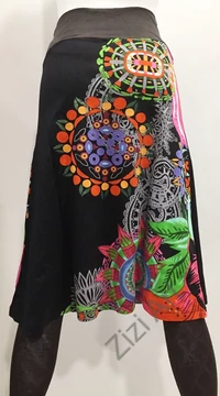 női, pamut, térdszoknya, kék, piros, fekete, szürke, narancs, mandala, virág, absztrakt, mintás, trend, divat, egyedi, bohém, extravagáns, egzotikus 