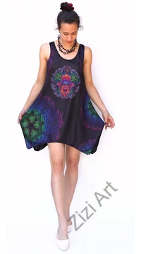 fekete, narancs, kék, lila. piros, színes, mandala, hamsa, mintás, ujjatlan, pamut, felső, női, divat, trend, nyári, sportos, elegáns, bohém, extravagáns