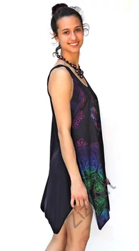 fekete, narancs, kék, lila. piros, színes, mandala, hamsa, mintás, ujjatlan, pamut, felső, női, divat, trend, nyári, sportos, elegáns, bohém, extravagáns