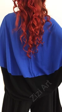 kék, fekete, denevér ujjú, felső, nyaklánccal, designer, olasz, bő, lezser, egyedi, vidám, elegáns, különleges, női, divat, bohém, trend