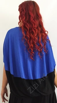 kék, fekete, denevér ujjú, felső, nyaklánccal, designer, olasz, bő, lezser, egyedi, vidám, elegáns, különleges, női, divat, bohém, trend