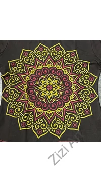 hosszú ujjú, vastag, meleg, pamut, felső, póló, kék, barna, türkiz, fekete, mandala, mintás, női, divat