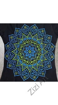 hosszú ujjú, vastag, meleg, pamut, felső, póló, kék, barna, türkiz, fekete, mandala, mintás, női, divat