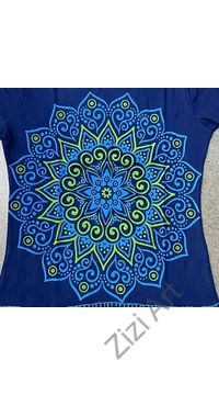 hosszú ujjú, vastag, meleg, pamut, felső, póló, kék, barna, türkiz, fekete, mandala, mintás, női, divat