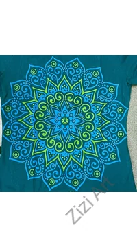 hosszú ujjú, vastag, meleg, pamut, felső, póló, kék, barna, türkiz, fekete, mandala, mintás, női, divat