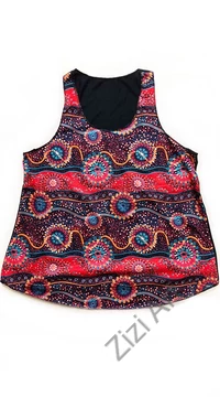 fekete, narancs, kék, piros, színes, mandala, mintás, ujjatlan, pamut, felső, női, divat, trend, nyári, sportos, elegáns, bohém, extravagáns