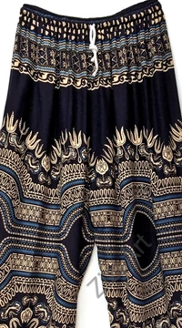 plus size, nadrág, női, divat, fekete, kék, bézs, krém, etno, mintás, bő, viszkóz, nadrág, színes, trend, kényelmes, szellős, egyedi, extravagáns, különleges, bohém, jázmin, Thaiföld, nagy méret
