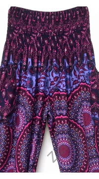 női, nadrág, viszkóz, bő, pink, kék, fekete, mandala,  bordűr, mintás, trend, kényelmes, szellős,  bohém, jázmin, Thaiföld
