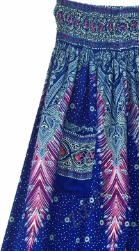 bő, viszkóz, nadrág, pávatoll, mintás, kék, pink, női, divat, trend, kényelmes, szellős, egyedi, extravagáns, különleges, bohém, jázmin, Thaiföld