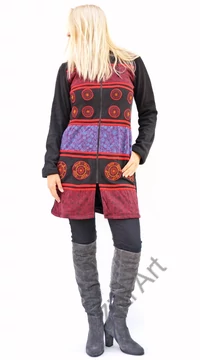 fekete, bordó, kék, hosszú, kardigán, pulóver, színes, mandala, Nepál, egzotikus, meleg, pamut, bélelt, manó, kapucnis, cipzár, tavasz, nyár, ősz, tél, egyedi, vidám