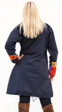 piros, kék, narancs, lila, mandalás, fekete, patchwork, mintás, betétes, színes, meleg, közép hosszú, hosszított, hímzett, pamut, pamutszövet, pamut, kabát, polár, bélelt, tél, ősz, elegáns, egyedi, cipzár, Nepál, kapucni, egzotikus, különleges, red, blue
