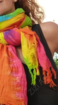 szivárványos, színes, élénk, sarong, kendő, sál, nyár, strand, trend, női, divat, indonézia