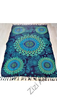 kiwi, kék, fekete, mandala, nagy, sál, kendő, finom, puha