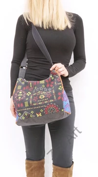 textil, pamut, vászon, táska, válltáska,szürke, fekete,  piros, narancs, lila, szürke, kék, színes, patchwork, mandala, babakocsihoz, kirándulós táska,, praktikus, egyedi