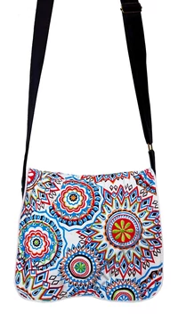 pamut, vászon, bélelt, válltáska, fekete, zöld, fehér, narancs, lila, piros, sárga, szürke, kék, színes, hímzett, mandala, Nepál
