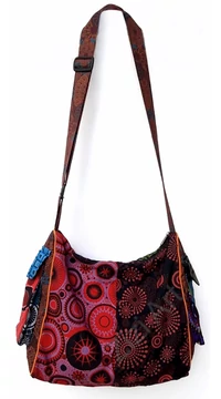 pamut, vászon, táska, válltáska, fekete, zöld, fehér, narancs, lila, piros, sárga, szürke, kék, színes, patchwork, mandala, Nepál