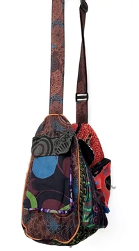 pamut, vászon, táska, válltáska, fekete, zöld, fehér, narancs, lila, piros, sárga, szürke, kék, színes, patchwork, mandala, Nepál