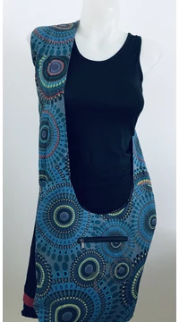 pamut, szürke, türkizkék, lila, zöld, kék, piros, színes, textil, mandalás, válltáska, egyedi, női, kiegészítő, divat, trend