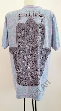 színes, kék, hamsa, sárga, narancs, einstein, ember, mintás, pamut, póló, ruha, női, egyedi, bohém, mandala, csakrák, ohm, om, elefánt, jóga, virág, levél, jel, keleti, indiai, thaiföld, extravagáns, különleges, divat, trend