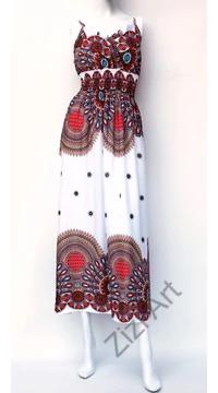 fehér, kék, narancs, piros, hosszú, viszkóz, ujjatlan, ruha, spagettipántos, színes, mandala, virág, mintás, Thaiföld, bő, színes, szellős, könnyű, különleges, női, divat, nyári, trend, webshop