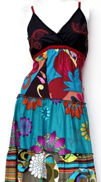 maxi, hosszú, pamut, ruha, ujjatlan, spagettipántos, patchwork, fűzős, türkiz, kék, zöld, fekete, piros fehér, Nepál, szellős, könnyű, különleges, női, divat, nyári, trend, webshop