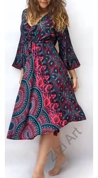 ruha, midi, viszkóz, zöld, fekete, pink, pávatollas, bohém, hippi, laza, női, divat, trend
