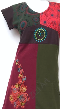 ruha, tunika, pamut, mandalás, virágos, patchwork, rövid ujjú, Nepál, egyedi, különleges, női, trend