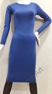 kék, kötött, hosszú ujjú, karcsúsított, pamut, hosszú, maxi, ruha, olasz, egyedi, vidám, elegáns, különleges, női, divat, bohém, trend