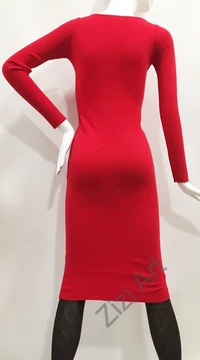 piros, kötött, hosszú ujjú, karcsúsított, pamut, hosszú, maxi, ruha, olasz, egyedi, vidám, elegáns, különleges, női, divat, bohém, trend