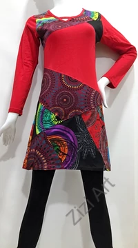 ruha, tunika, fekete, piros, bordó, zöld, kiwi, fekete, patchwork, mandala, kör, absztrakt, mintás, hosszú ujjú, rövid, ruha, Nepál, egyedi, vidám, elegáns, különleges, női, divat, bohém, trend