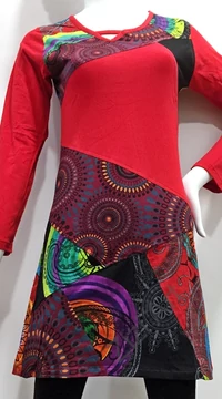 ruha, tunika, fekete, piros, bordó, zöld, kiwi, fekete, patchwork, mandala, kör, absztrakt, mintás, hosszú ujjú, rövid, ruha, Nepál, egyedi, vidám, elegáns, különleges, női, divat, bohém, trend