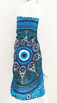sarong, kendő, strandkendő, pareo, fehér, kék, mandala, virág, mintás, nagy, sál, nyár, finom, puha, viszkóz, nyár