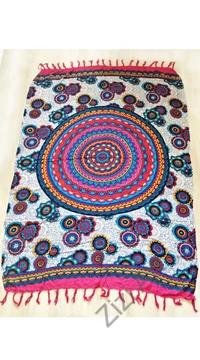 sarong, fehér, színes, pink, kék, zöld, kendő, sál, strandkendő, pareo, mandala