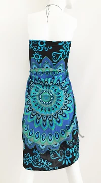 sarong, fekete. kék, azúr, színes, kendő, sál, strandkendő, pareo, mandala